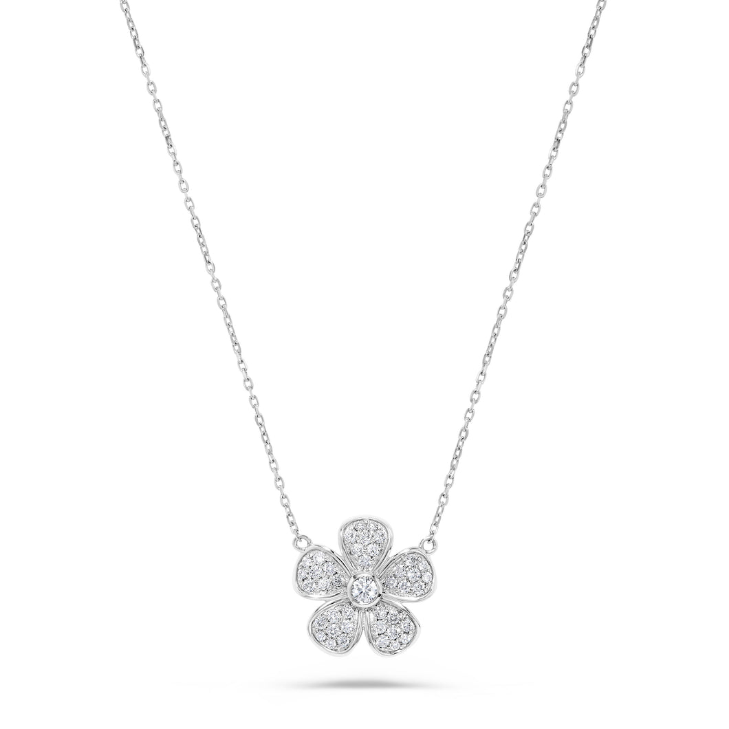 14K Diamond Flower Necklace