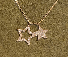 Load image into Gallery viewer, 14K Yellow Gold Diamond Double Overlapping Star Pendant
