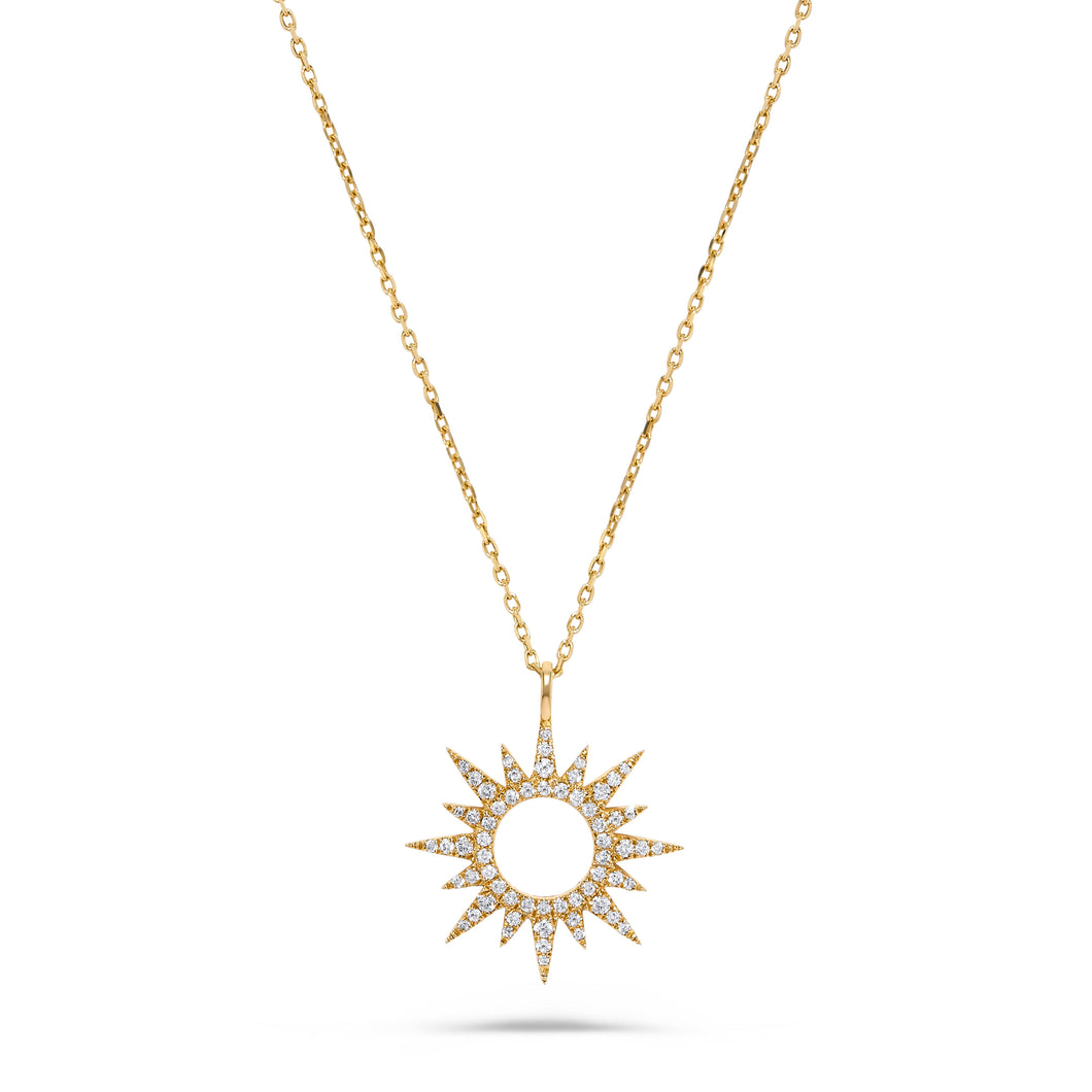 14K Yellow Gold Diamond Sunshine Pendant