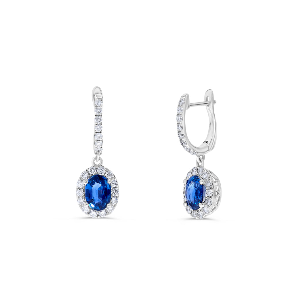 14K Gold Sapphire & Diamond Earrings
