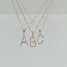 Load and play video in Gallery viewer, 14K Gold Diamond Large Initial A-Z Necklace 16-18&quot;
