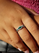 Load image into Gallery viewer, 18K White Gold Emerald &amp; Diamond Band
