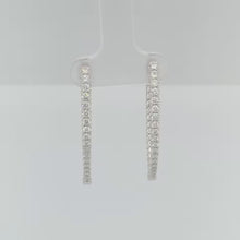 Load and play video in Gallery viewer, 14k Gold &amp; Diamond Oval Point Hoop Earrings- 1 1/4&quot; Inches
