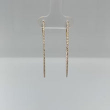 Load and play video in Gallery viewer, 14k Gold &amp; Diamond Skinny Hoop Earrings 1 1/2&quot; Inches
