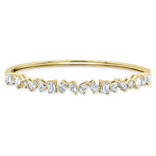 Load image into Gallery viewer, 14K Gold Fancy Shape 3ct Diamond Bangle

