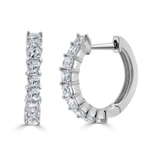 Load image into Gallery viewer, 14K Gold Princess Cut Diamond Huggie Earrings
