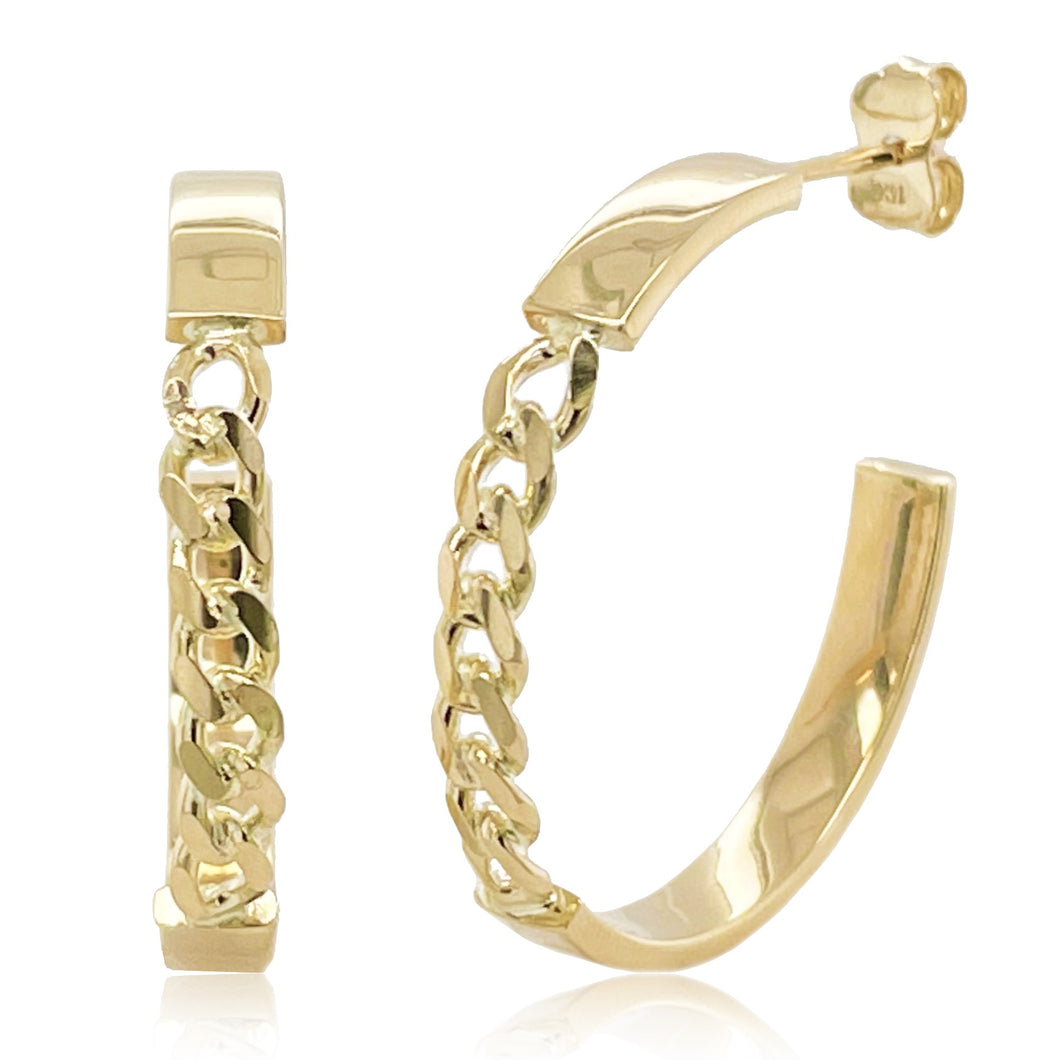 14K Gold Hoop Link Earrings