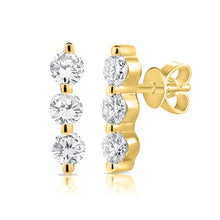 Load image into Gallery viewer, 14K Gold Diamond Bar Earrings
