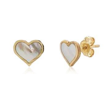 14K Gold & Pearl Heart Stud Earrings