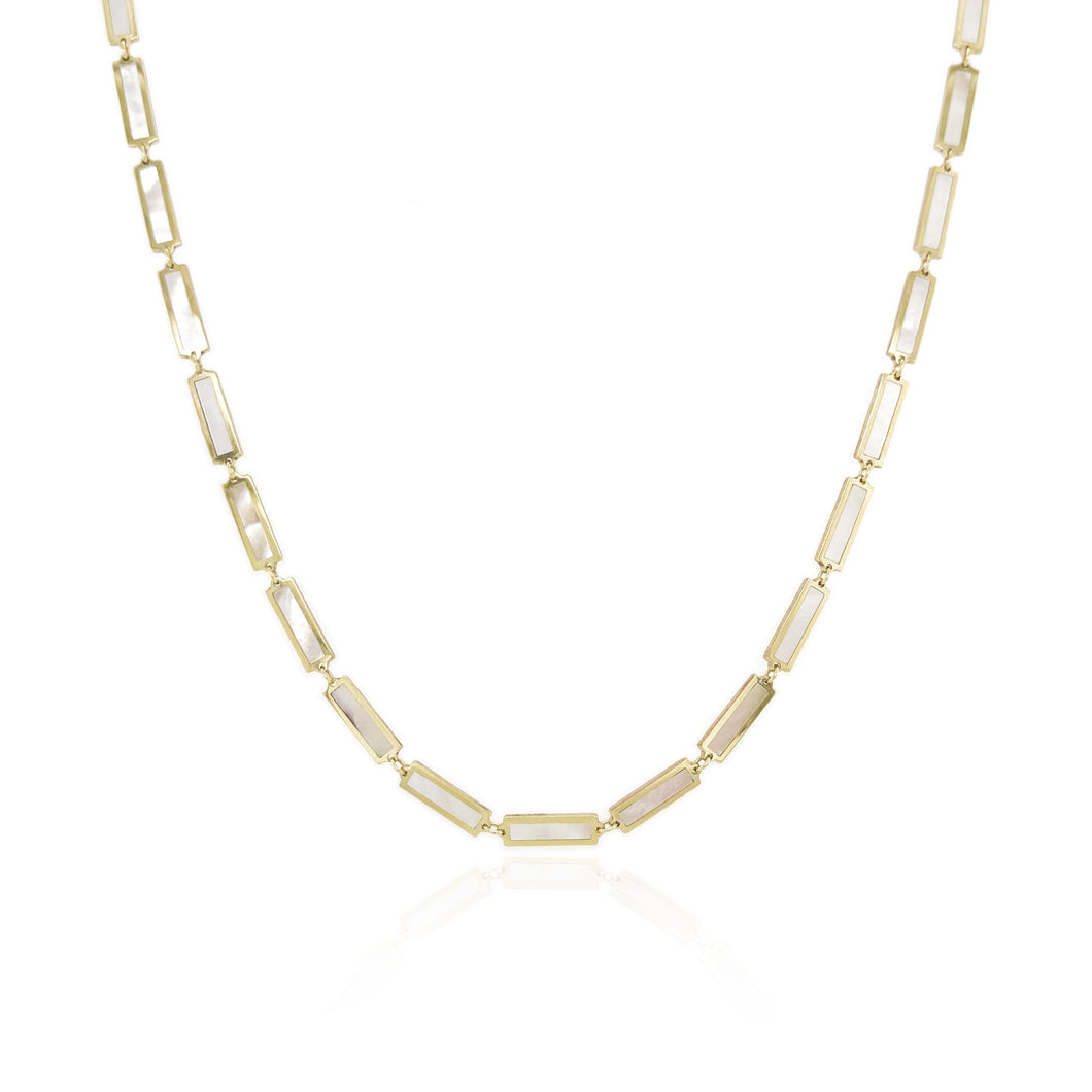 14k Gold & Pearl Station Bar Necklace