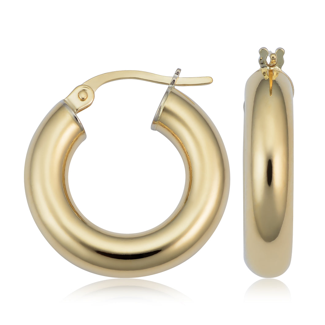 14K Gold Polished Hoop Earrings 4X10mm