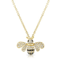 Load image into Gallery viewer, 14K Gold Black &amp; White Diamond Bumble Bee Pendant
