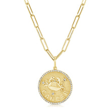 Load image into Gallery viewer, 14K Gold Diamond Zodiac Necklace 18&quot; Inches
