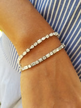Load image into Gallery viewer, 14K White Gold Baguette &amp; Round Diamond Aleternating Bracelet 7&quot;
