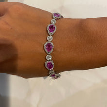 Load image into Gallery viewer, 18K White Gold Pink Sapphires &amp; Diamond Bracelet
