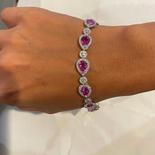 Load image into Gallery viewer, 18K White Gold Pink Sapphires &amp; Diamond Bracelet
