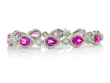 Load image into Gallery viewer, 18K White Gold Pink Sapphires &amp; Diamond Bracelet
