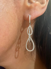 Load image into Gallery viewer, 14K White Gold Diamond Dangle Earrings 2&quot; Inches
