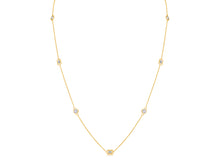 Load image into Gallery viewer, 14K Gold 1ct Diamond Baguette &amp; Round Station Necklace 18&quot;
