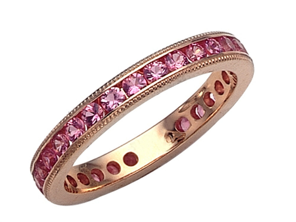 18K Rose Gold Pink Sapphire Eternity Band
