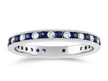 Load image into Gallery viewer, 14K White Gold Sapphire &amp; Diamond Eternity Band
