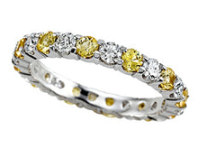 Load image into Gallery viewer, 18K White Gold Yellow Sapphire &amp; Diamond Eternity Band
