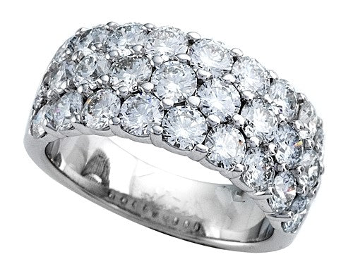 14K White Gold 3-Row Diamond Ring