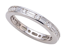 Load image into Gallery viewer, 18K White Gold Baguette &amp; Round Diamond Eternity Band
