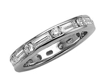 Load image into Gallery viewer, 18K White Gold Baguette &amp; Round Diamond Eternity Band
