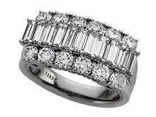 Load image into Gallery viewer, 18K White Gold Diamond Baguette &amp; Round Band
