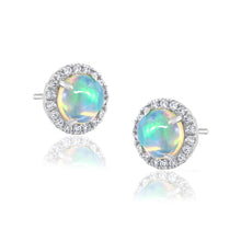 Load image into Gallery viewer, 14K Gold Opal &amp; Diamond Stud Earrings
