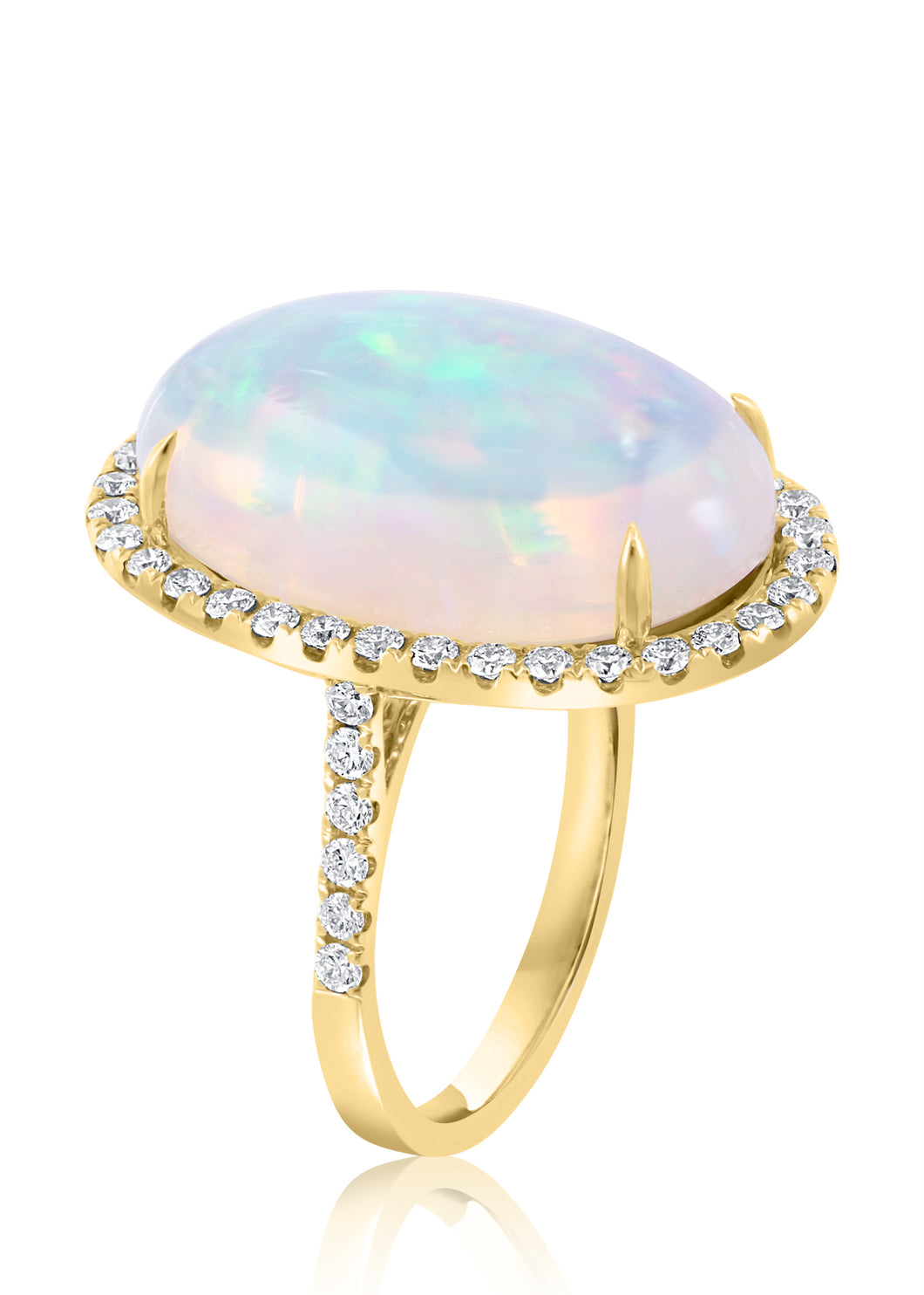 14K Gold Opal & Diamond Ring