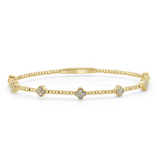 Load image into Gallery viewer, 14K Gold Flexible Diamond Clover Stretch Bangle
