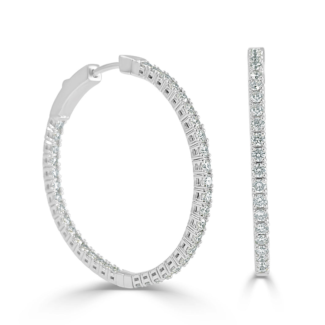 14k Gold & Diamond Inside Out Flexible Hoop Earring 1.25