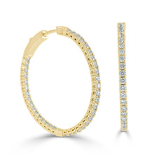 Load image into Gallery viewer, 14k Gold &amp; Diamond Inside Out Flexible Hoop Earring 1.25&quot; Inches
