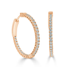 Load image into Gallery viewer, 14k Gold &amp; Diamond Inside Out Flexible Hoop Earring for Her 1 Inch
