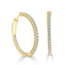 Load image into Gallery viewer, 14k Gold &amp; Diamond Inside Out Flexible Hoop Earring for Her 1 Inch
