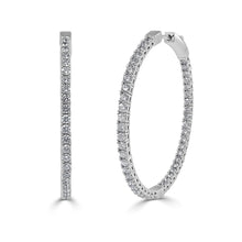 Load image into Gallery viewer, 14k Gold &amp; Diamond Inside Out Flexible Hoop Earrings 1.5 Inches
