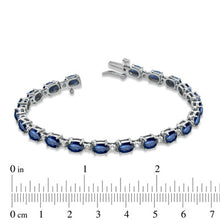 Load image into Gallery viewer, 14K White Gold Oval Sapphire &amp; Diamond Bracelet
