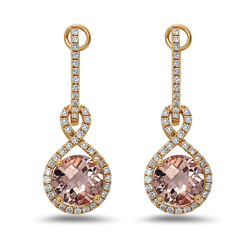 14K Rose Gold Morganite & Diamond Earrings - 1