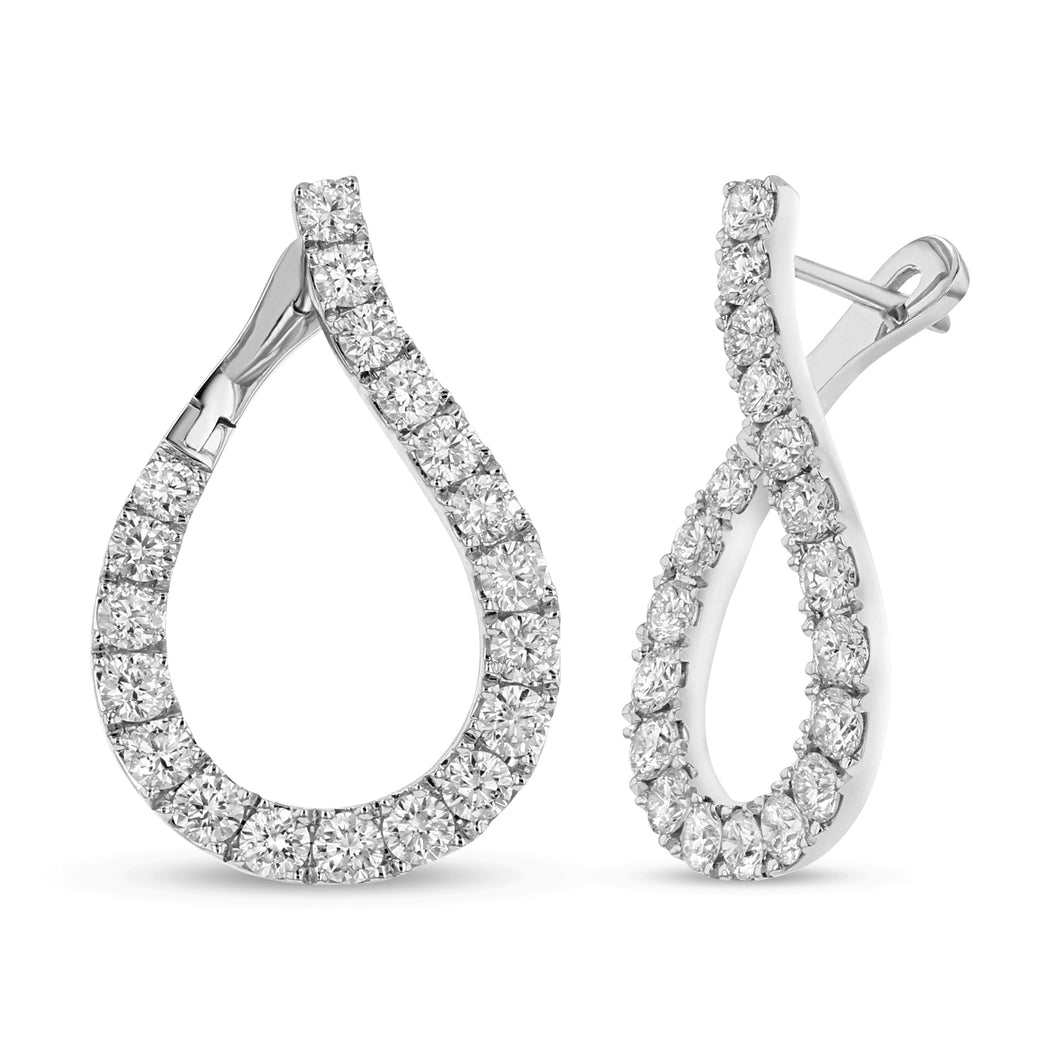 18K White Gold Diamond Curved Bypass Drop Earring 1