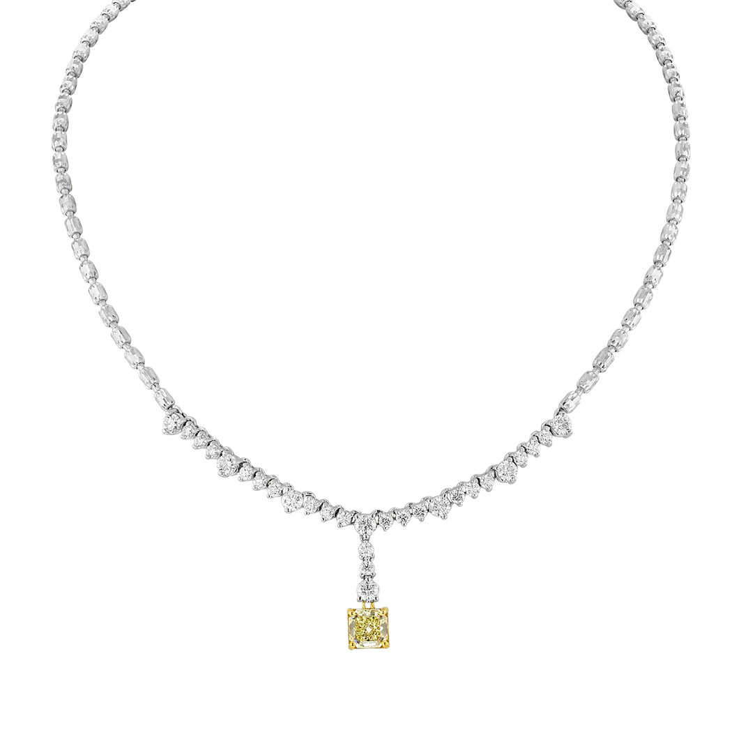 14K/18K  White Gold Yellow & White Diamond Necklace 16