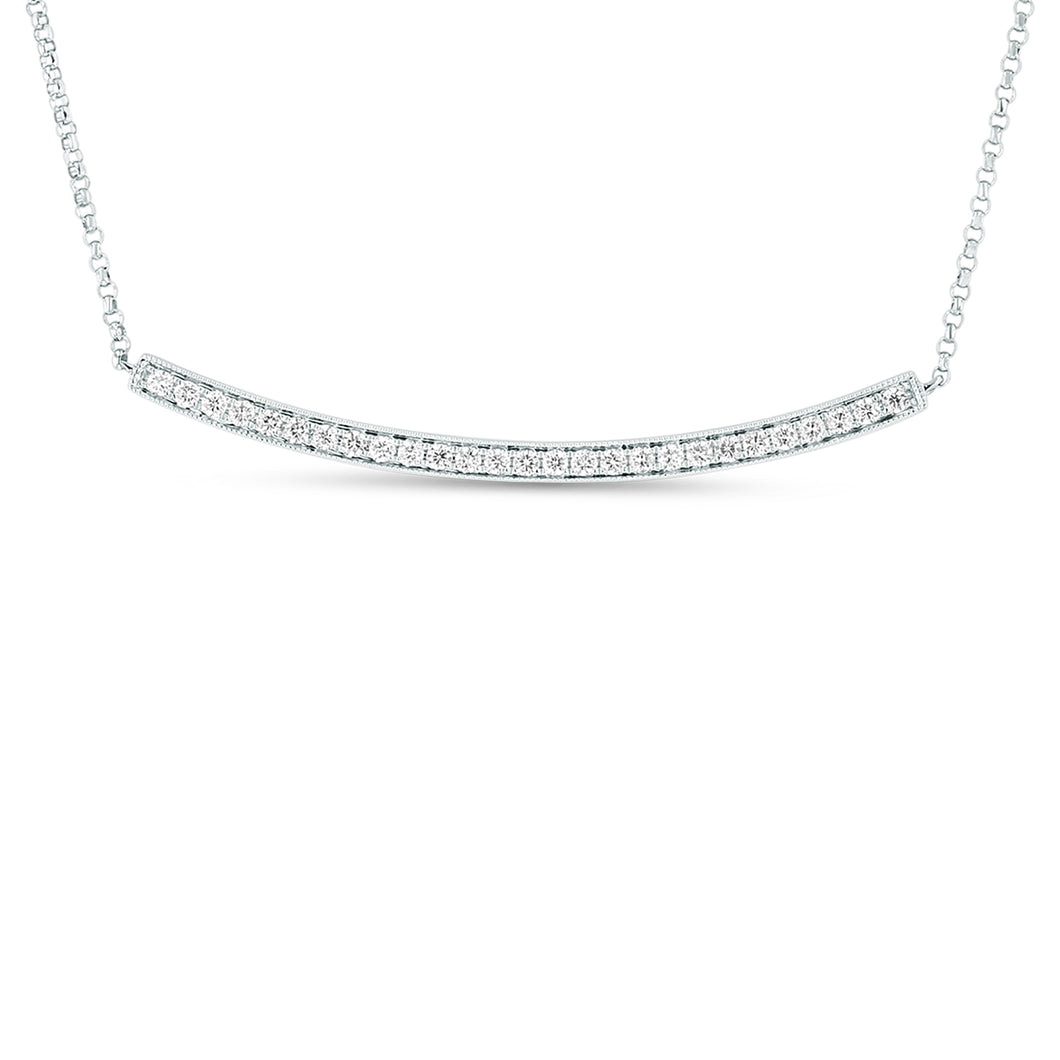 14K White Gold Diamond Bar Necklace 18