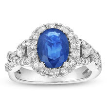 Load image into Gallery viewer, 14K White Gold Sapphire &amp; Diamond Ring
