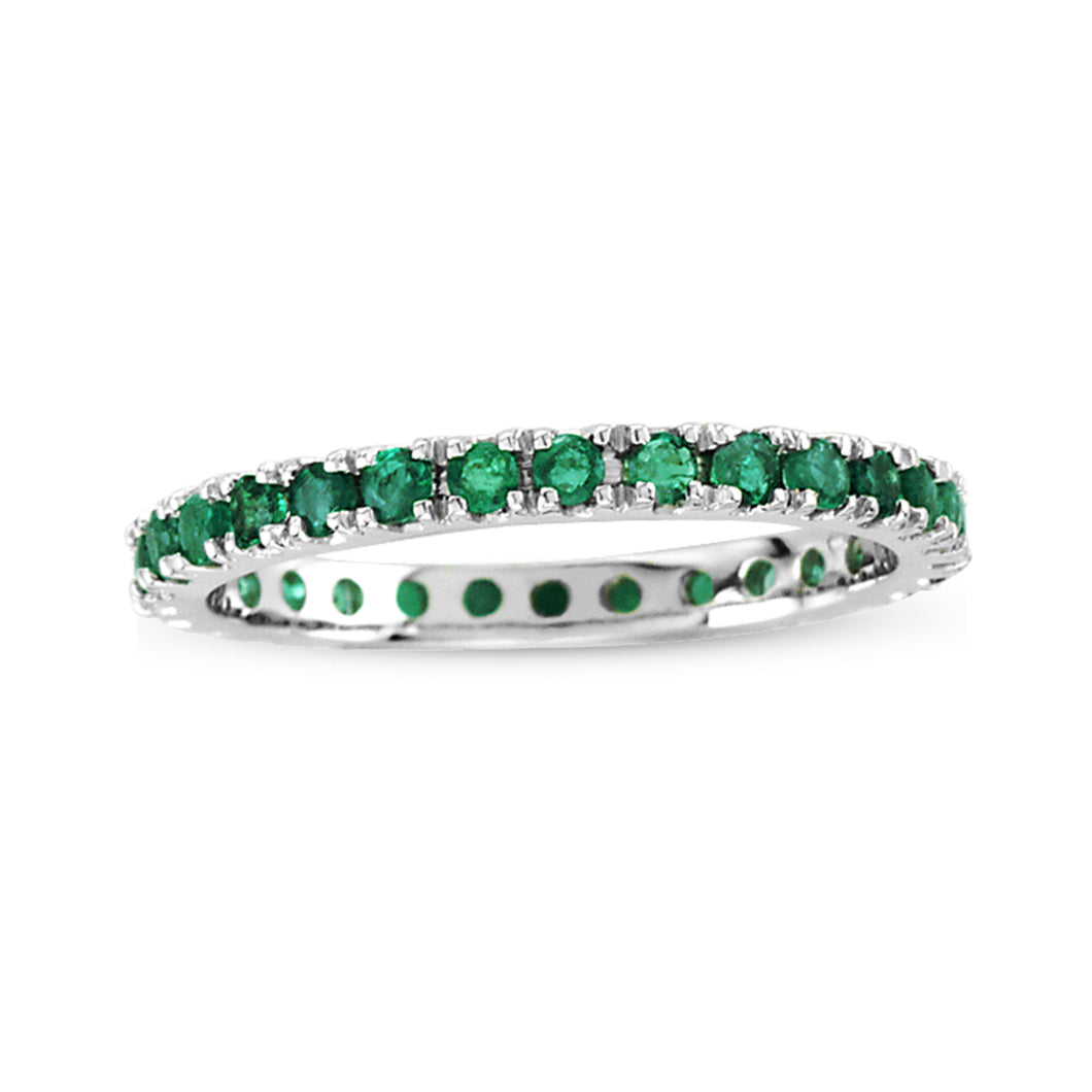 14K White Gold Emerald Stackable Eternity Band