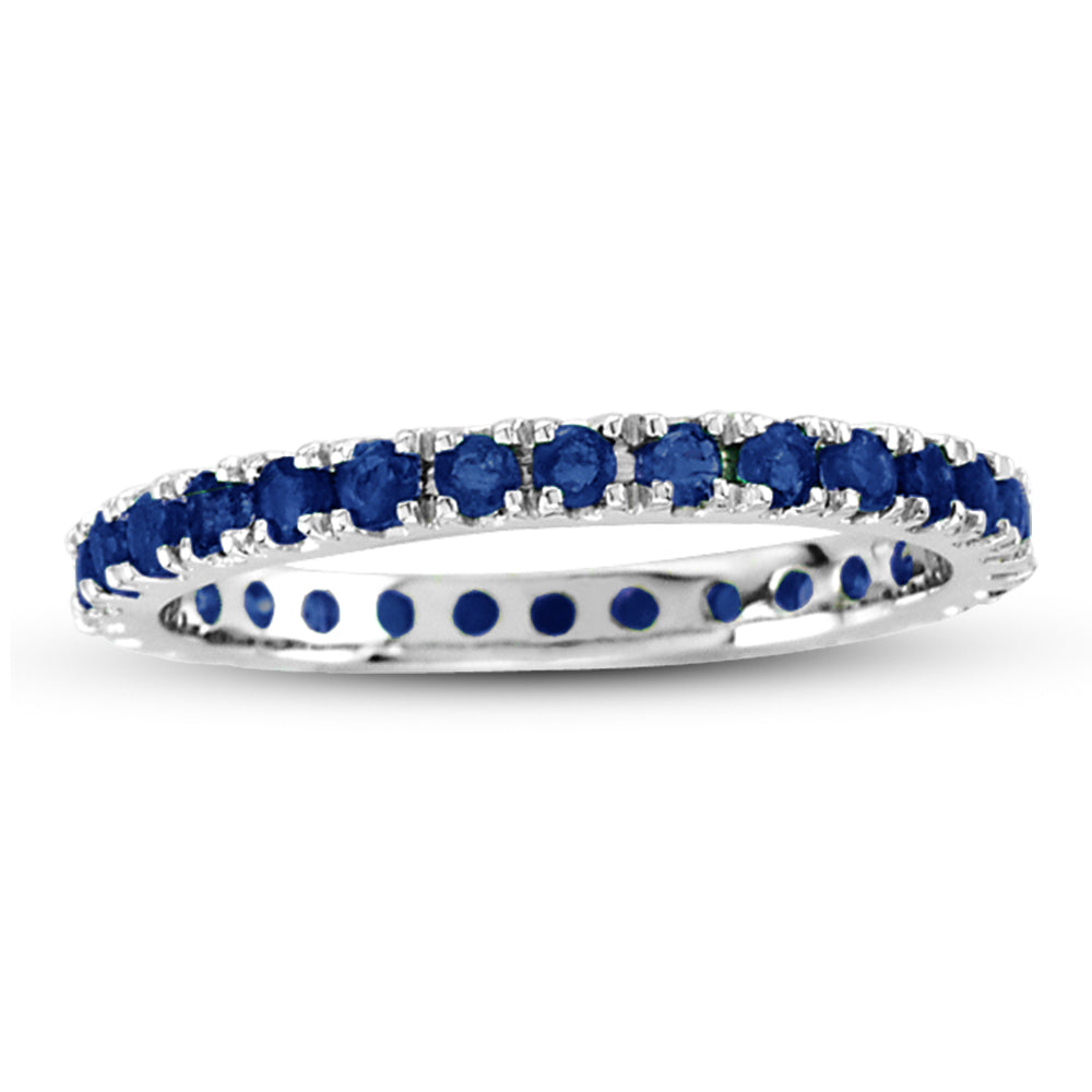 14K White Gold Sapphire Stackable Eternity Band
