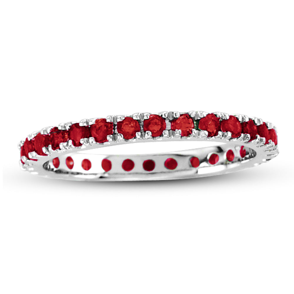 14K White Gold Ruby Stackable Eternity Band