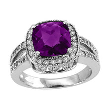 Load image into Gallery viewer, 14K White Gold Amethyst &amp; Diamond Ring

