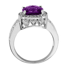 Load image into Gallery viewer, 14K White Gold Amethyst &amp; Diamond Ring
