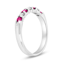 Load image into Gallery viewer, 14K White Gold Ruby &amp; Diamond Band
